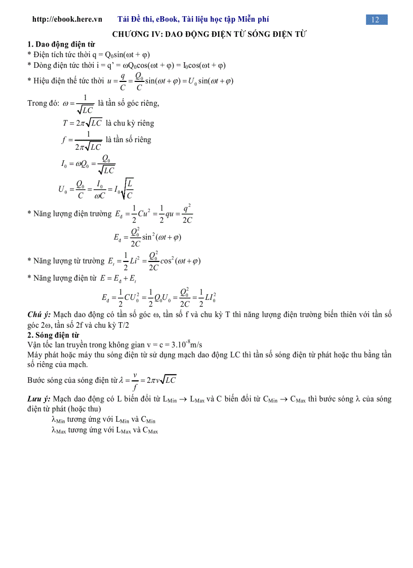image for page Tóm tắt kiến thức Công thức Đáp án Trắc nghiệm Vật lý 12