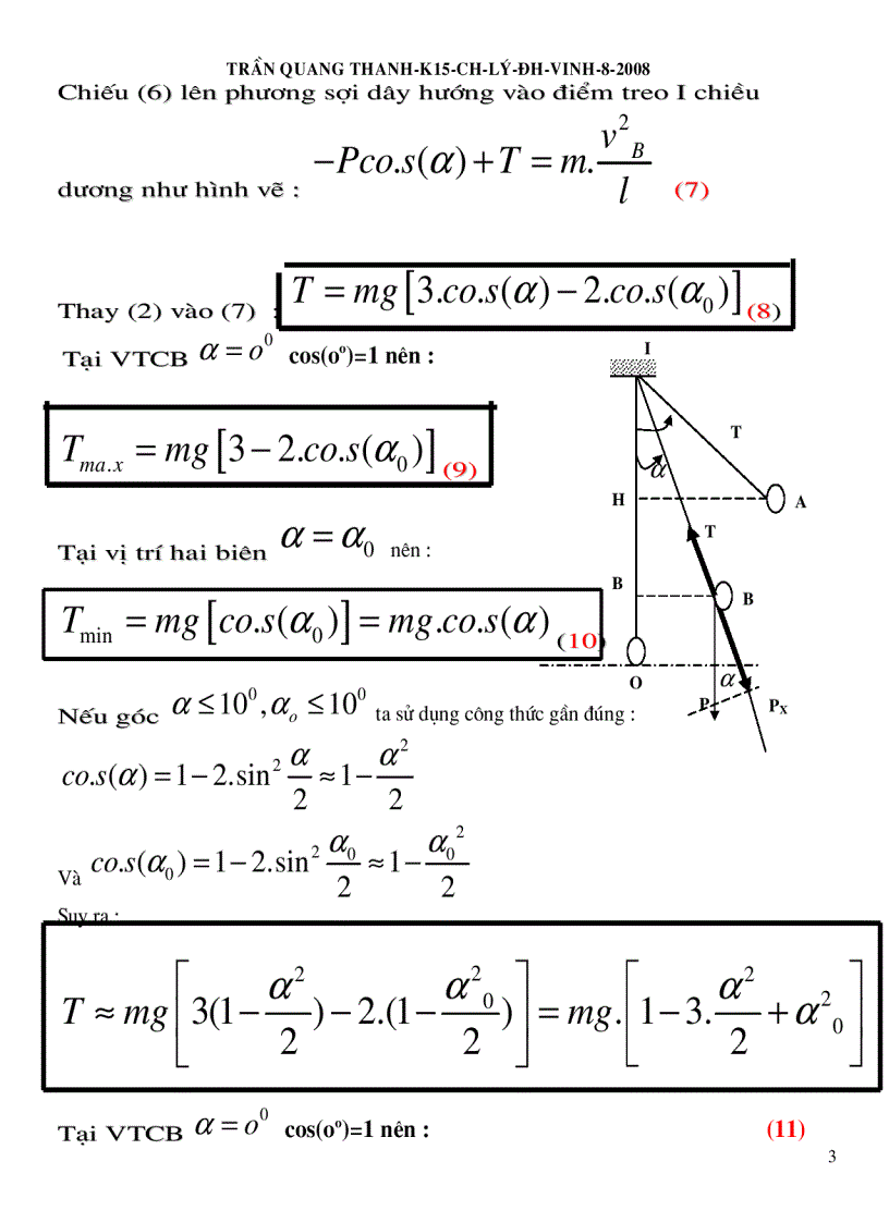 image for page CM công thức tính vận tốc lực căng dây của Con lắc đơn