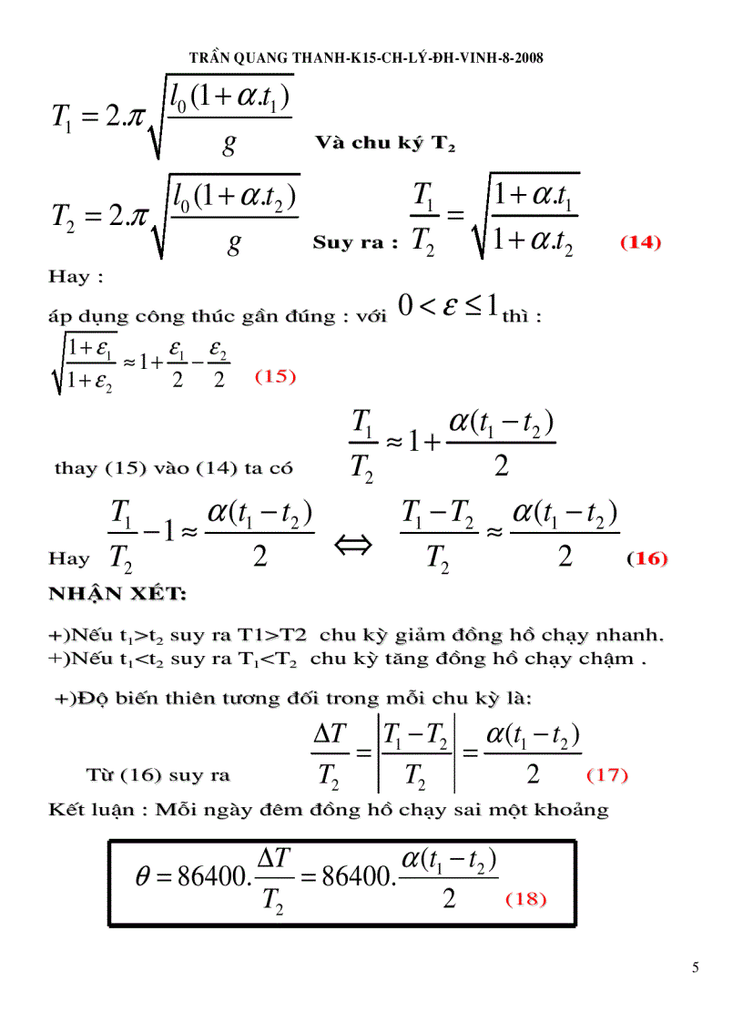 image for page CM công thức tính vận tốc lực căng dây của Con lắc đơn