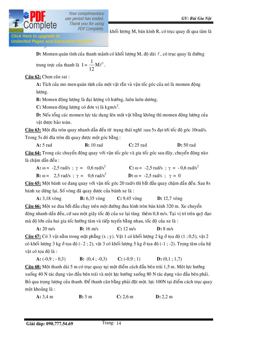 image for page Luyện thi ĐH chương Cơ học vật rắn