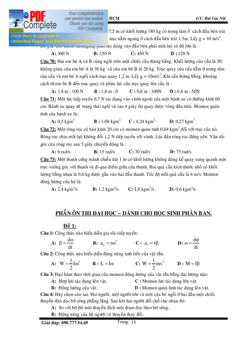 image for page Luyện thi ĐH chương Cơ học vật rắn