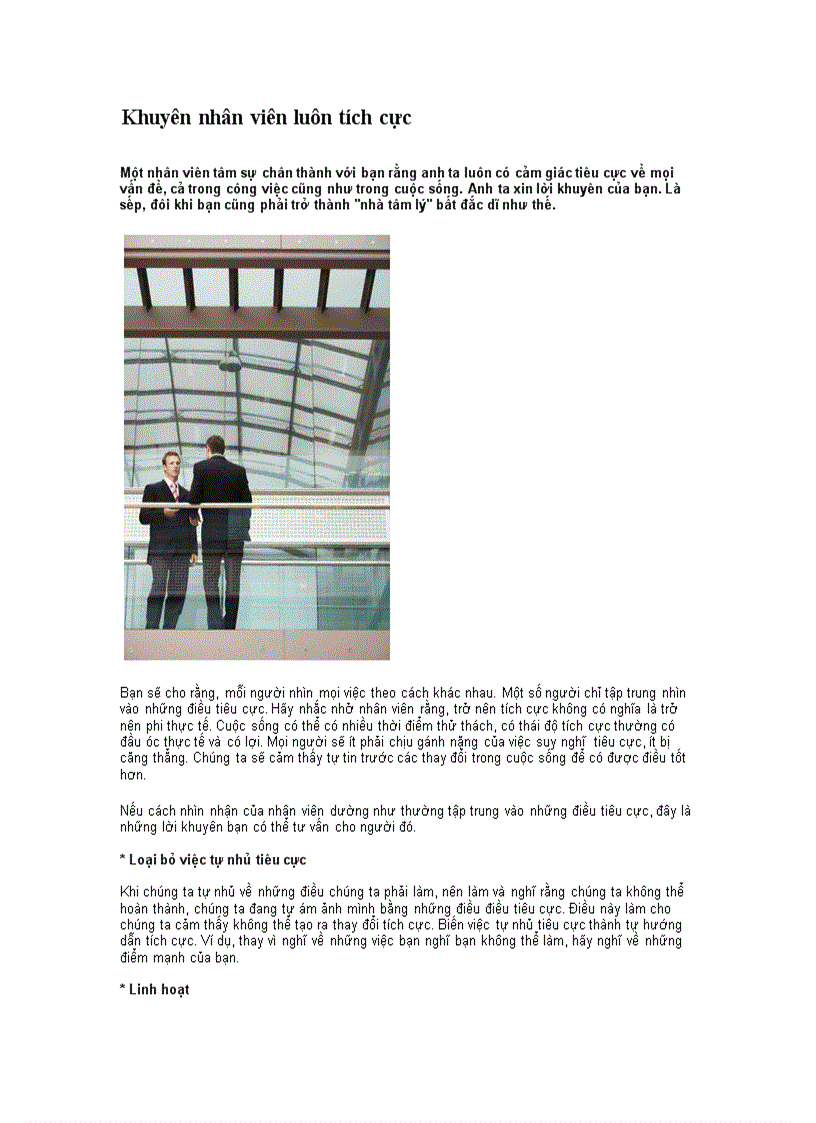 image for page Khuyên nhân viên luôn tích cực