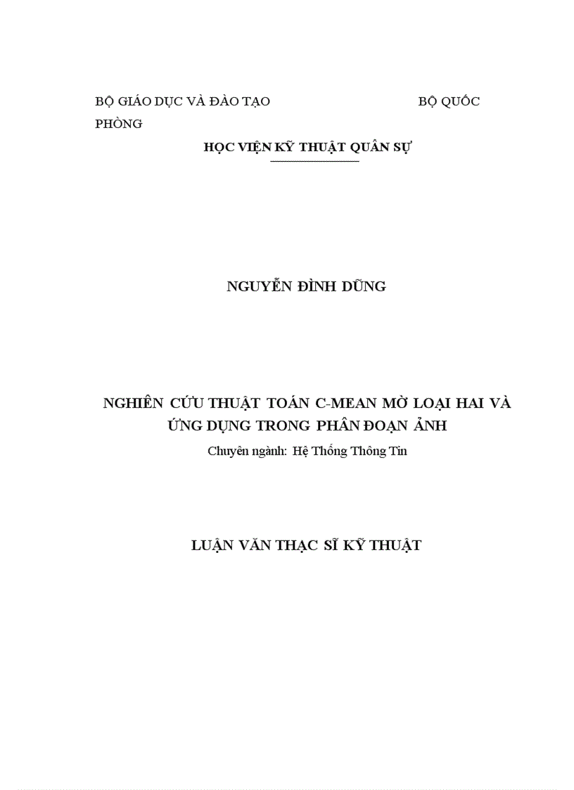 image for page Ứng dụng logic mờ loại 2 trong phân đoạn ảnh