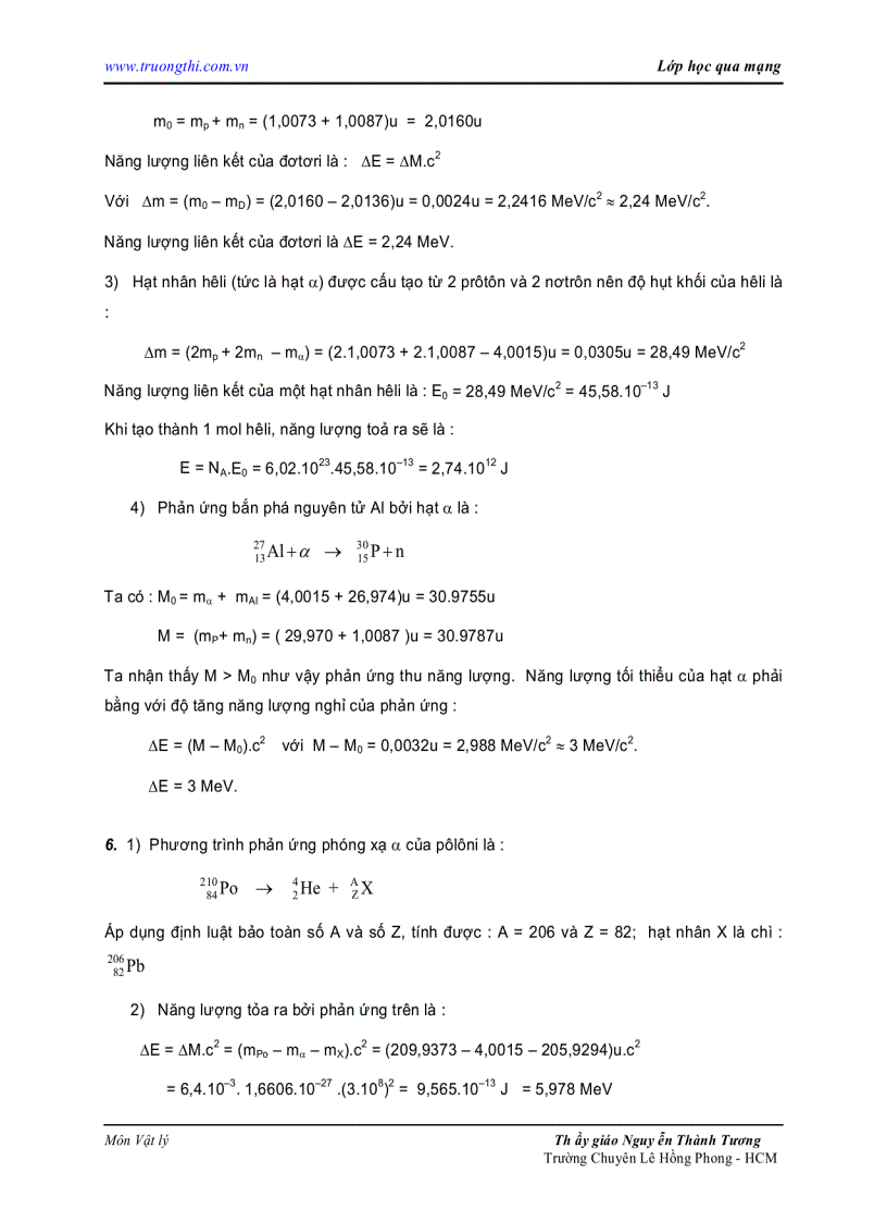 image for page Độ Hụt Khối Năng lượng Hạt Nhân
