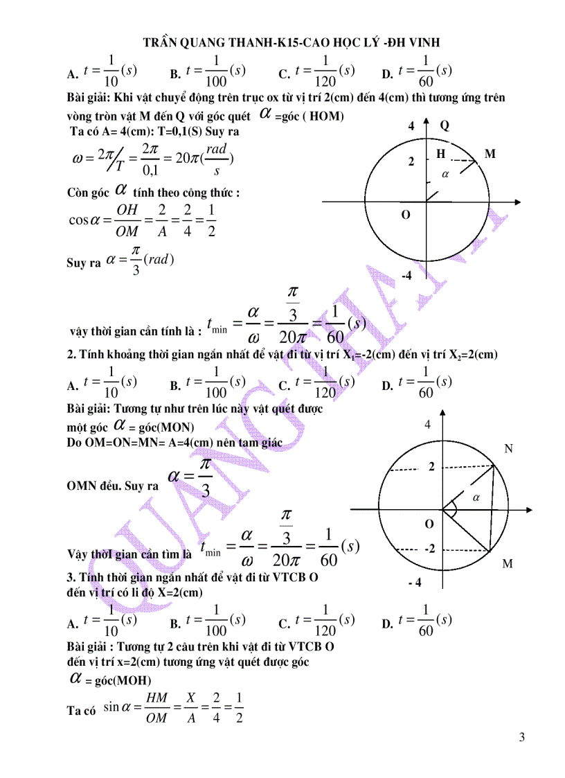image for page Dùng Đường Tròn Lượng Giác Giải Nhanh Bài Toán Dao Động Điều Hòa