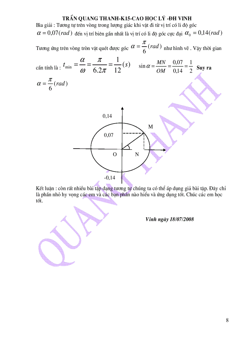 image for page Dùng Đường Tròn Lượng Giác Giải Nhanh Bài Toán Dao Động Điều Hòa