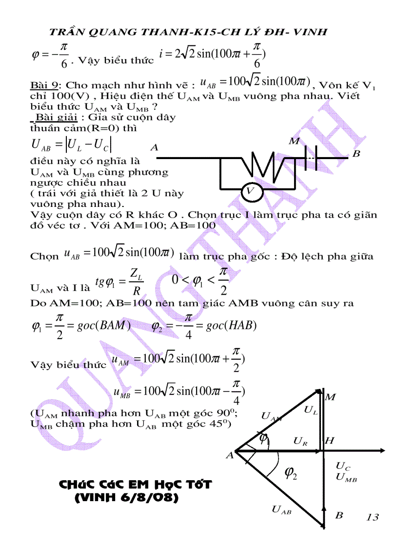 image for page Dùng Giản Đồ Vec Tơ Giải Nhanh Bài Toán Điện Xoay Chiều