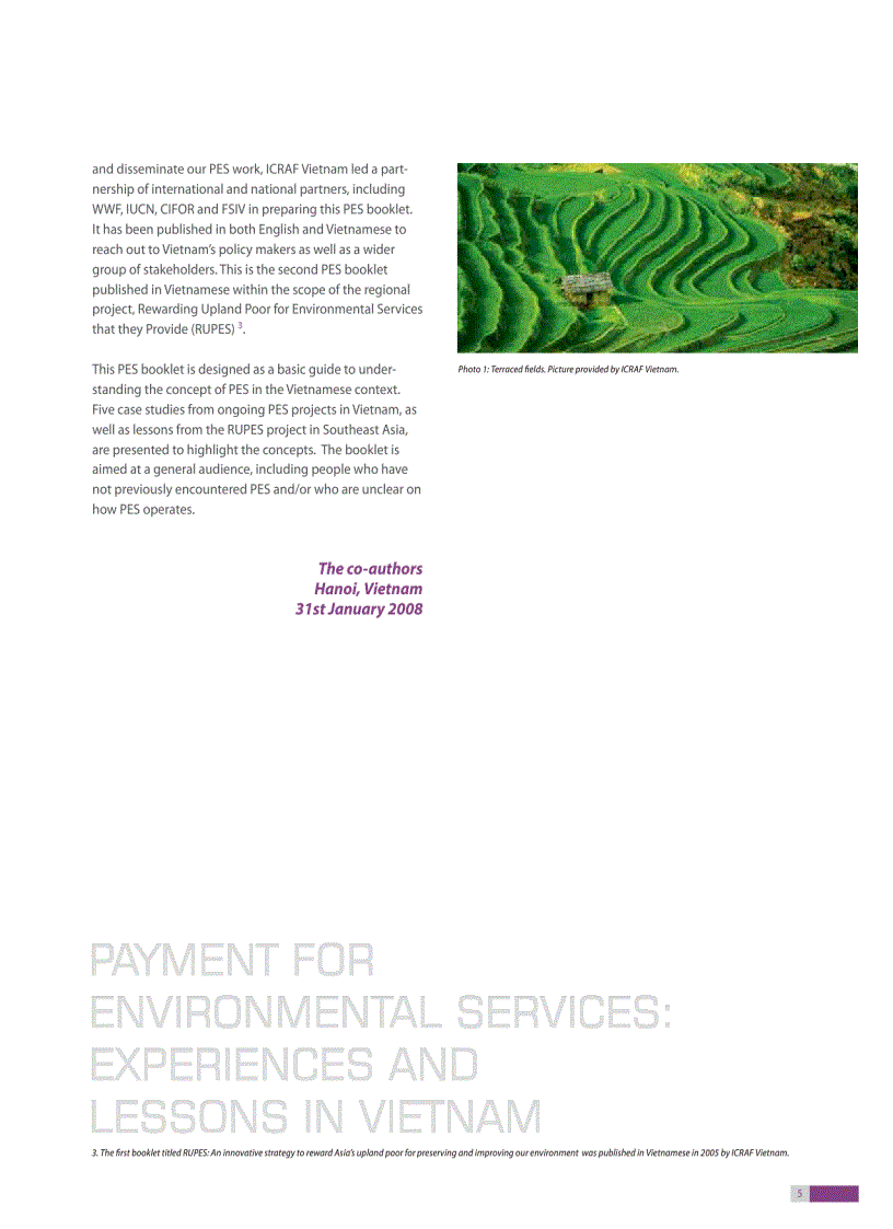 image for page Payment for environment services experiences and lessons in Vietnam