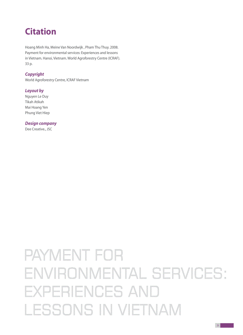 image for page Payment for environment services experiences and lessons in Vietnam