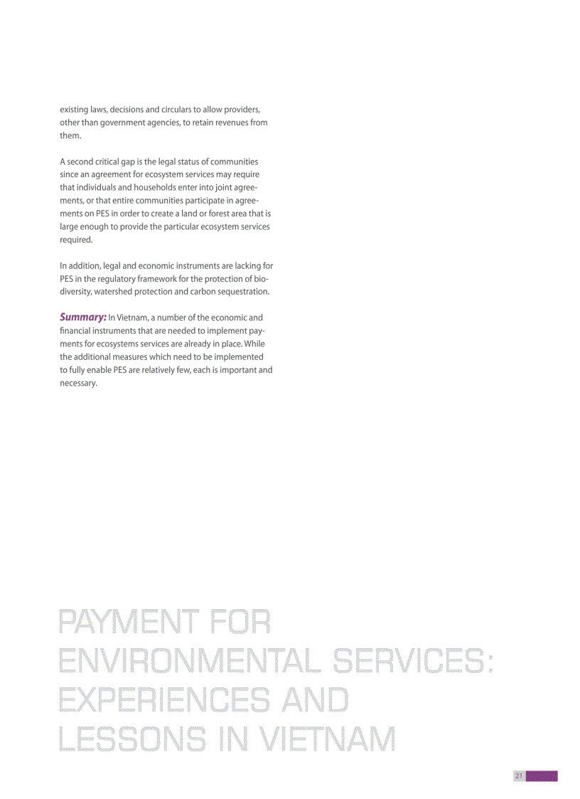image for page Payment for environment services experiences and lessons in Vietnam