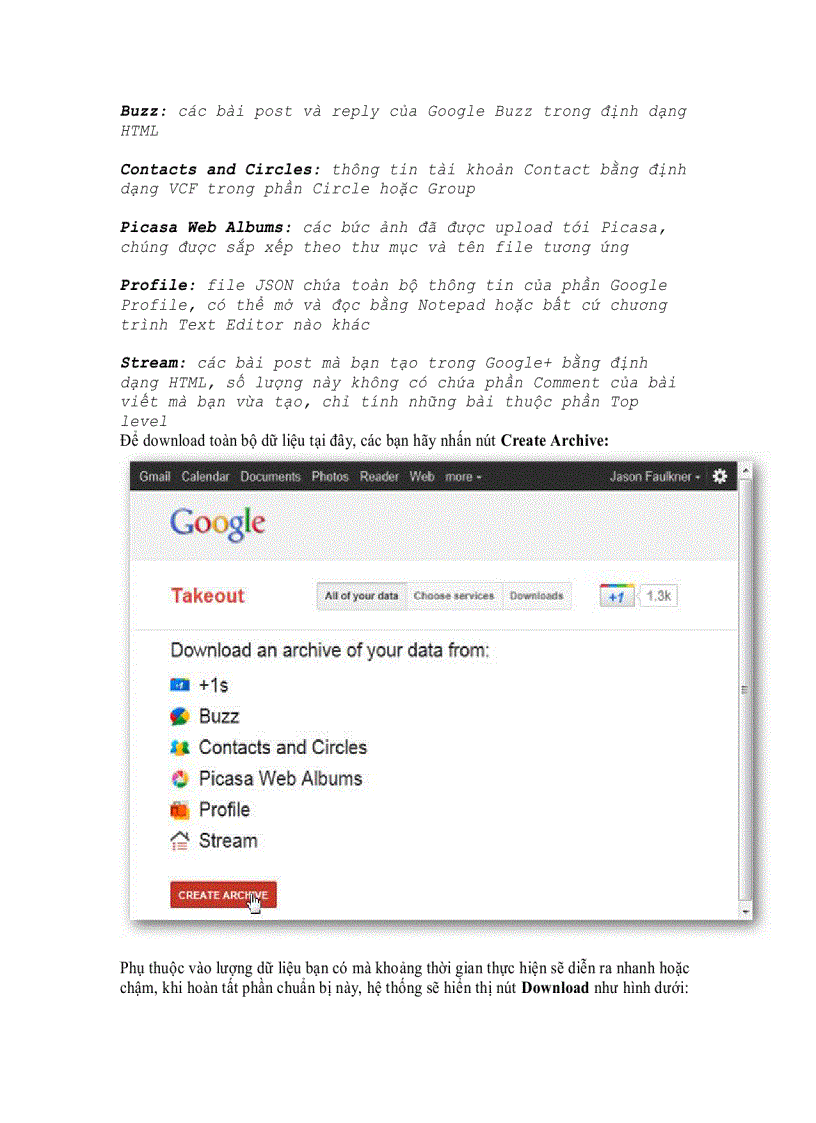 Tải và sao lưu dữ liệu của Google Google Plus