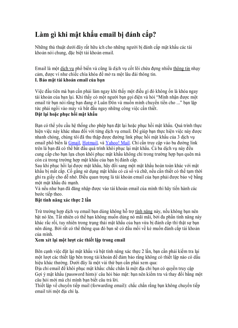 image for page Làm gì khi mật khẩu email bị đánh cắp