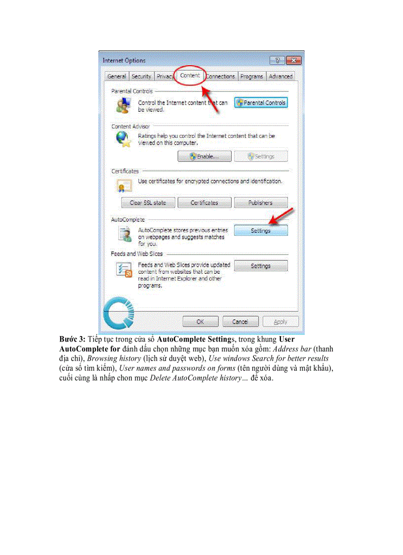 Xoá AutoComplete trong Internet Explorer