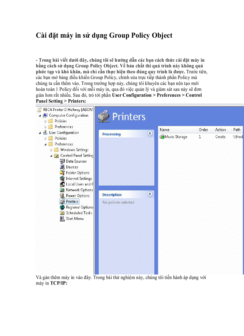 image for page Cài đặt máy in sử dụng Group Policy Object