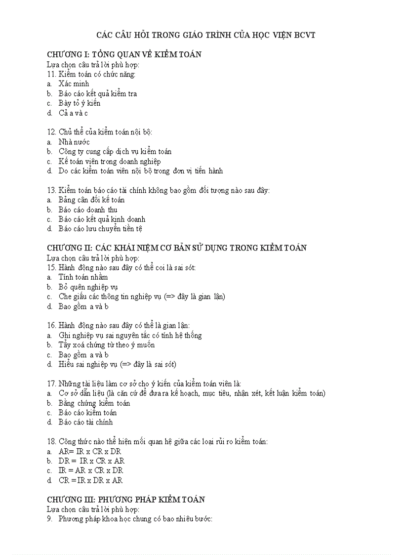 image for page Các câu hỏi trong giáo trình của học viện bcvt