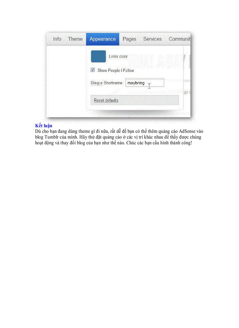 image for page Thêm Google AdSense vào Tumblr Blog