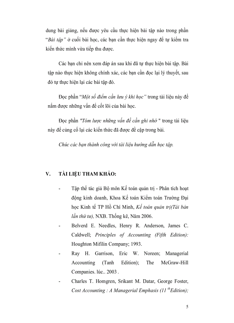 image for page Tài liệu hướng dẫn học tập môn kế toán quản trị