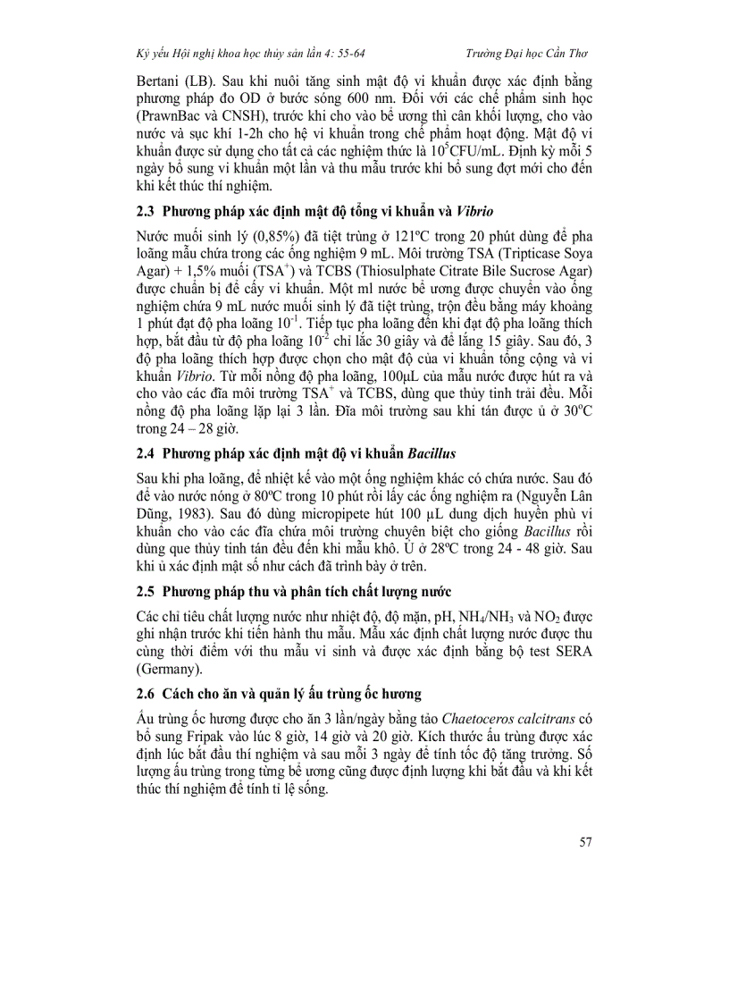 image for page Ảnh hưởng của bổ sung các loại chế phẩm sinh học chứa vi khuẩn Bacillus trong ương ấu trùng ốc hương Babylonia areolata