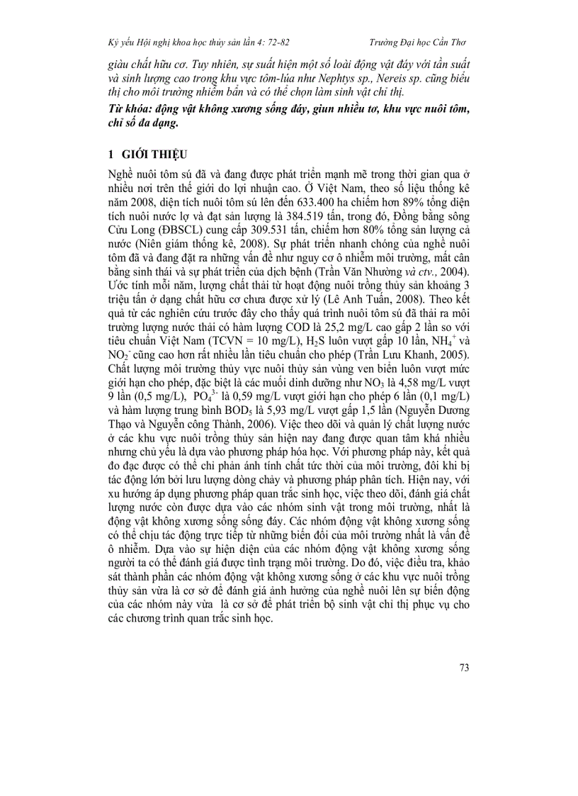 image for page Thành phần động vật không xương sống đáy ở khu vực nuôi tôm sú Penaeus monodon