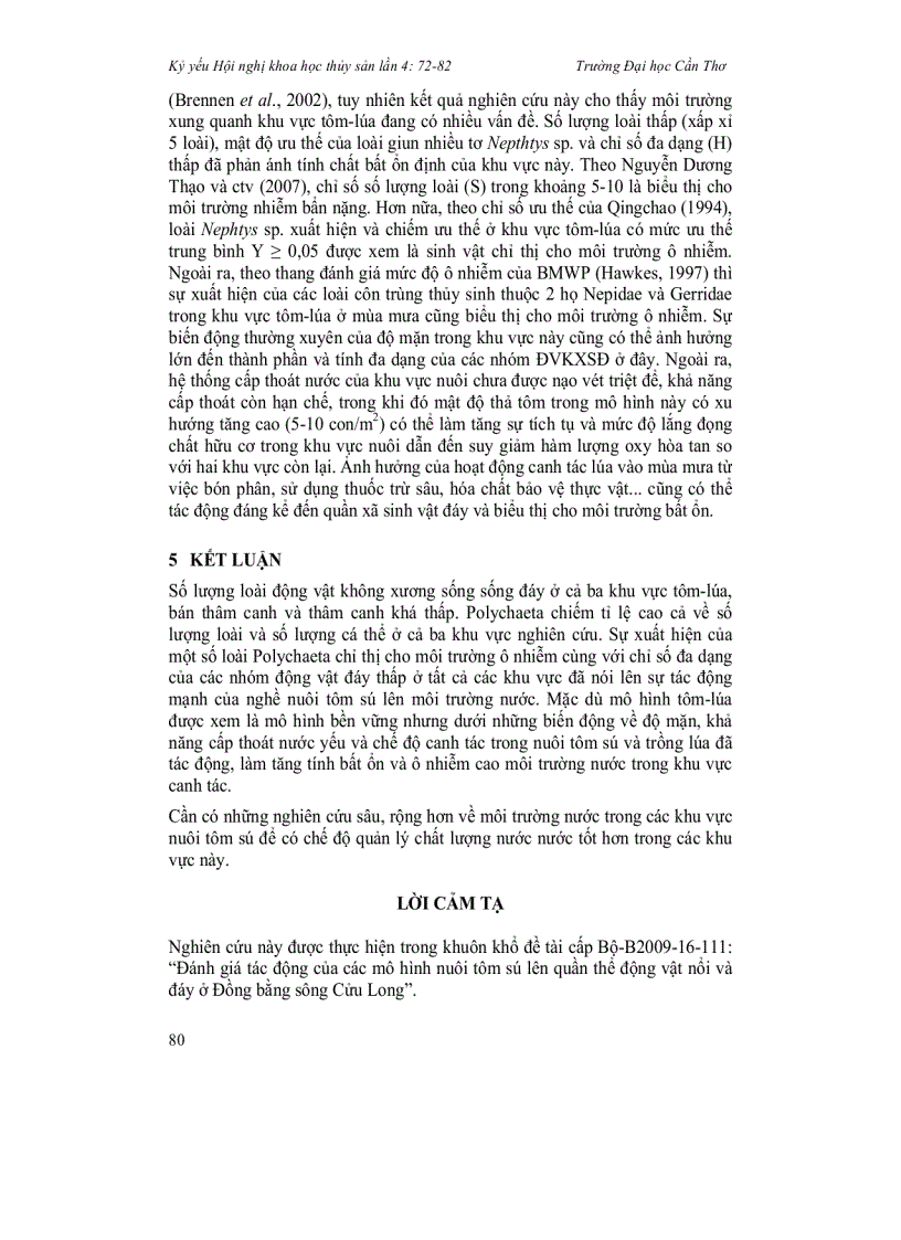 image for page Thành phần động vật không xương sống đáy ở khu vực nuôi tôm sú Penaeus monodon