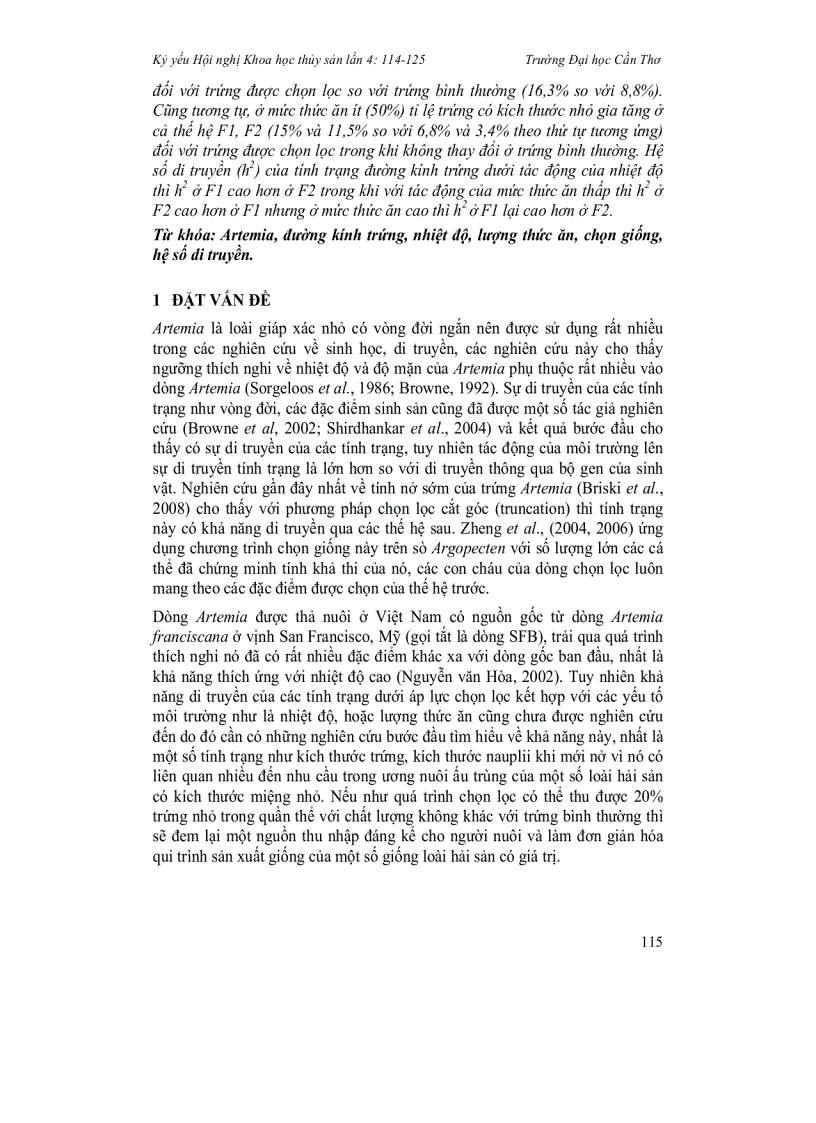 image for page Ảnh hưởng của nhiệt độ lượng thức ăn và phương thức chọn giống lên kích thước trứng bào xác Artemia qua các thế hệ
