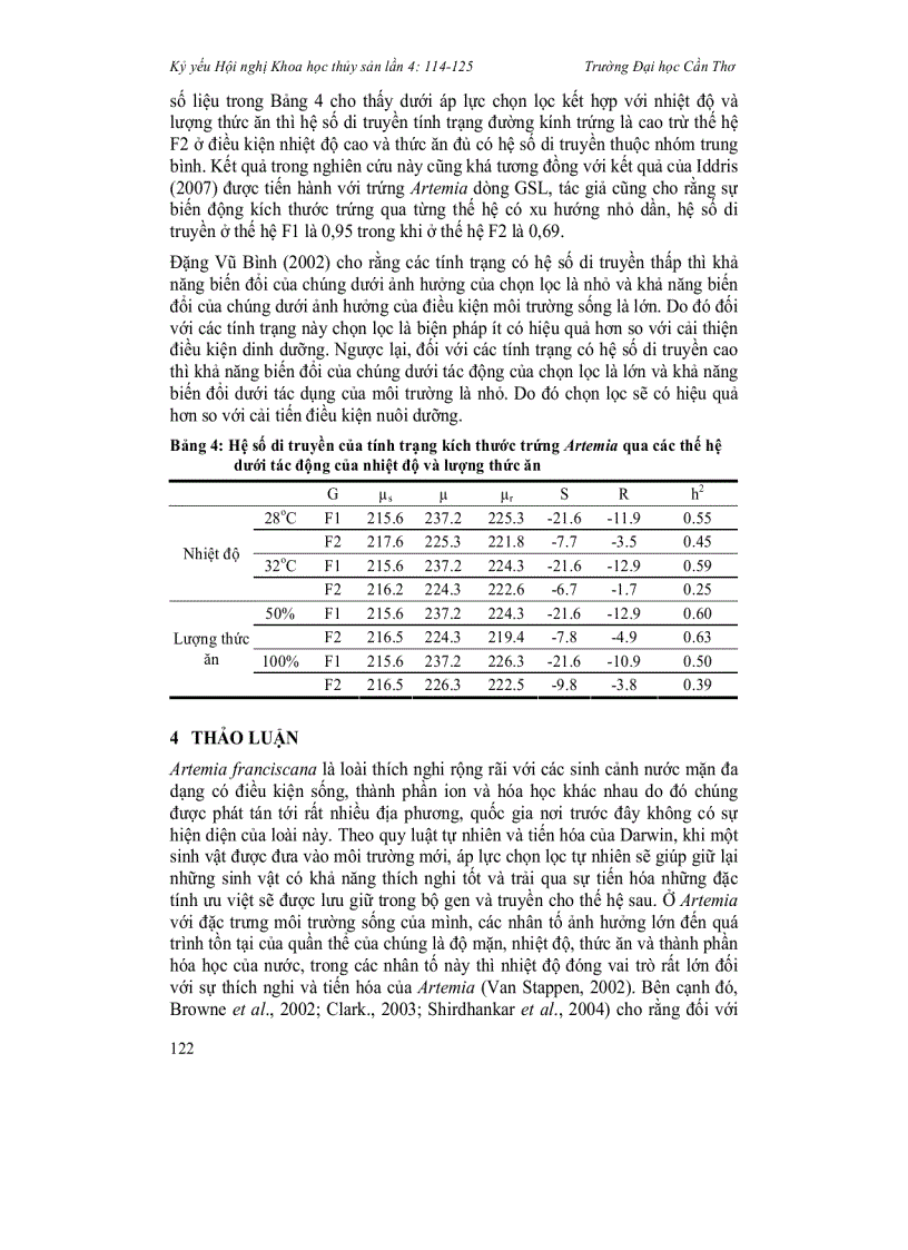 image for page Ảnh hưởng của nhiệt độ lượng thức ăn và phương thức chọn giống lên kích thước trứng bào xác Artemia qua các thế hệ