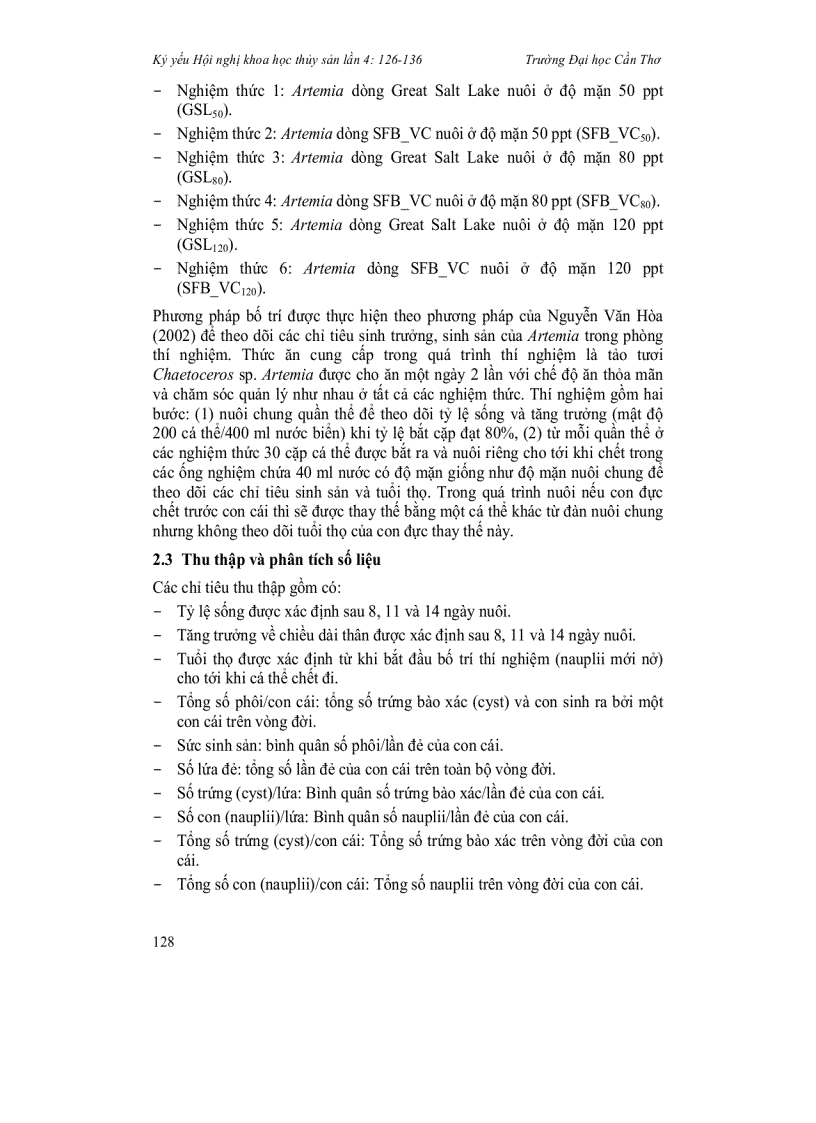 image for page Ảnh hưởng của độ mặn lên sinh trưởng và sinh sản của hai dòng Artemia san francisco bay sfb vc và great salt lake gsl