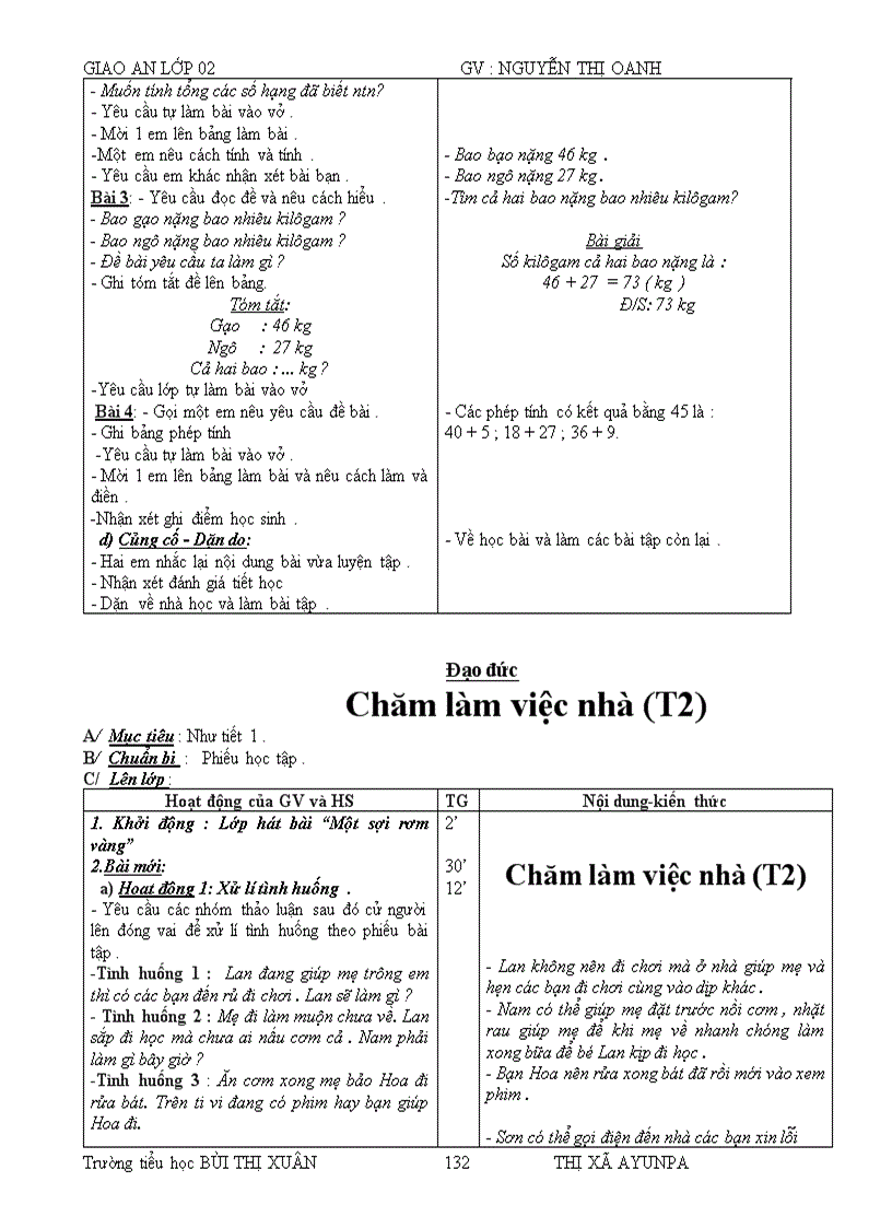 image for page Giáo án lớp 2