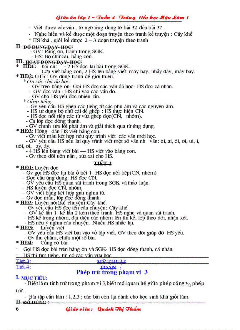 image for page Giao an lop 1 tuán 9 tham