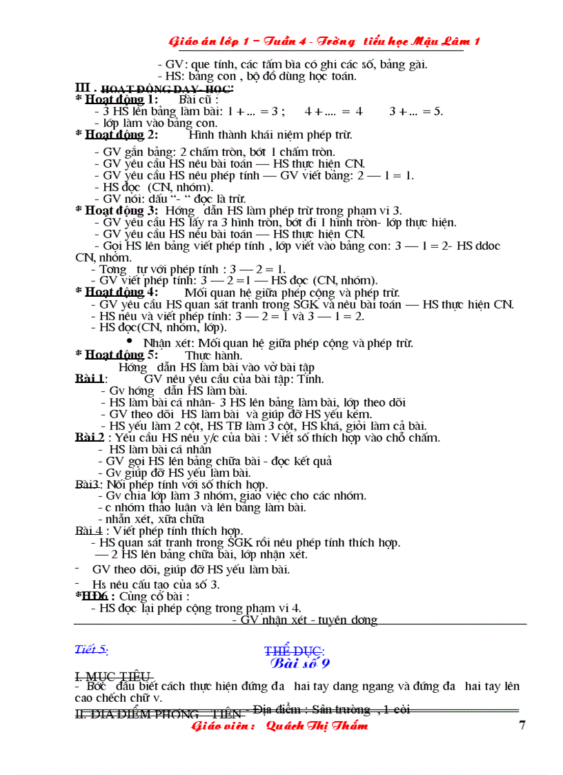 image for page Giao an lop 1 tuán 9 tham