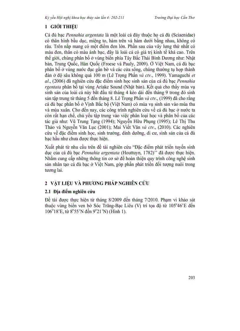 image for page Đặc điểm phát triển tuyến sinh dục của cá đù bạc