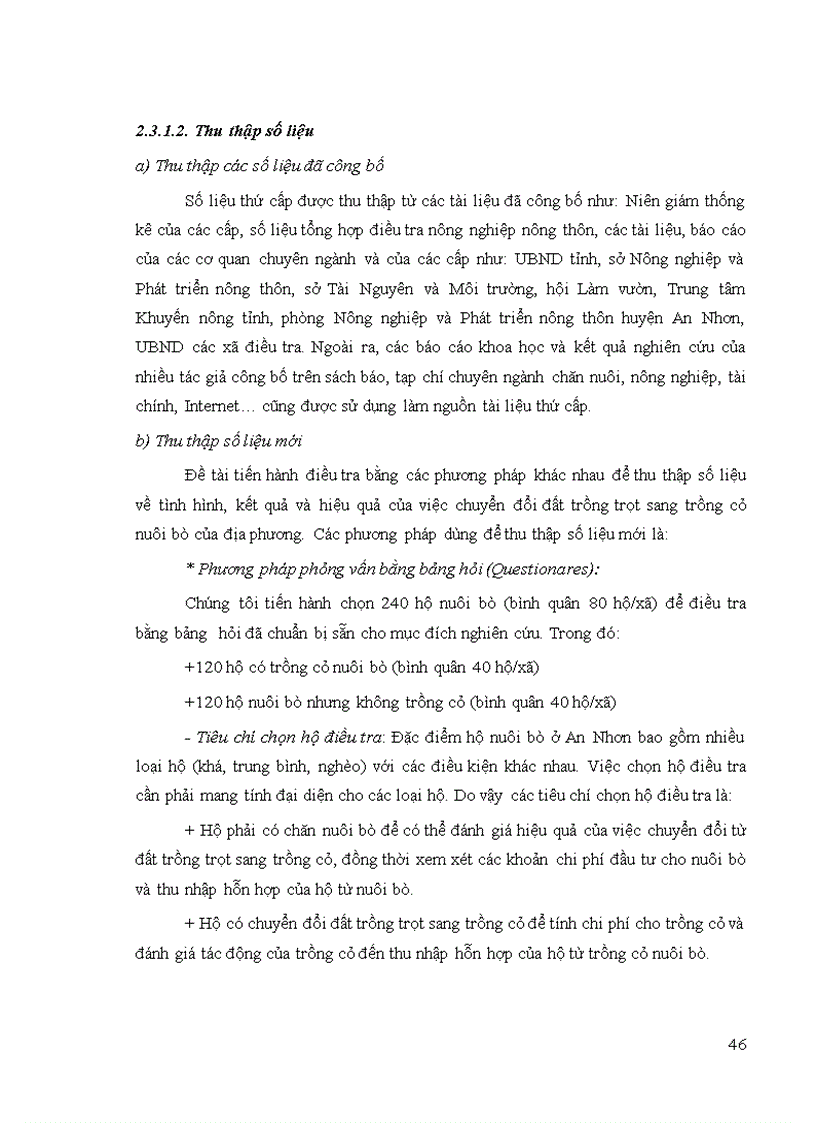 image for page Hiệu quả của việc chuyển đổi đất trồng trọt sang trồng cỏ nuôi bò ở huyện An Nhơn tỉnh Bình Định