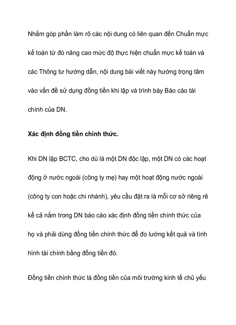 Vấn đề sử dụng đồng tiền trong quá trình lập và trình bày