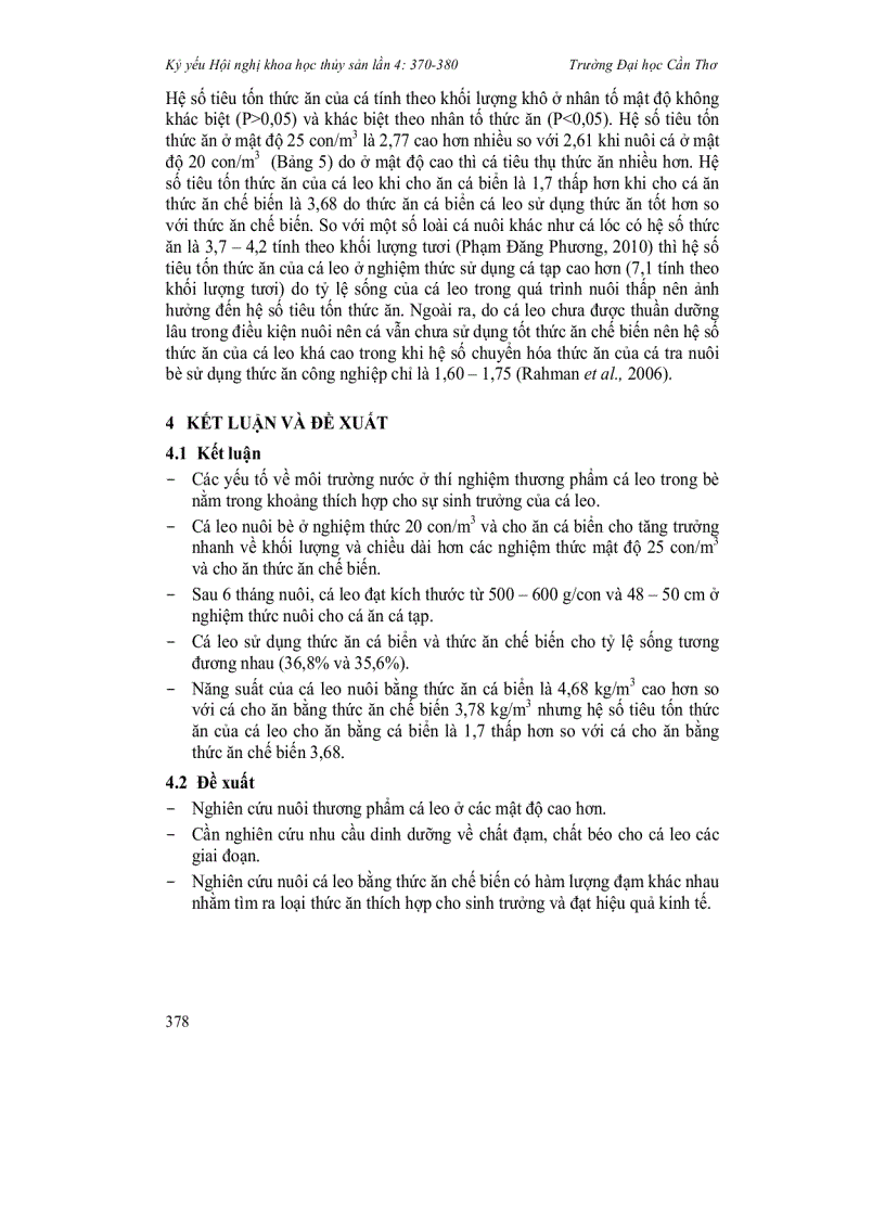 image for page Khả năng sử dụng thức ăn chế biến của cá leo Wallago attu nuôi thương phẩm trong bè nhỏ