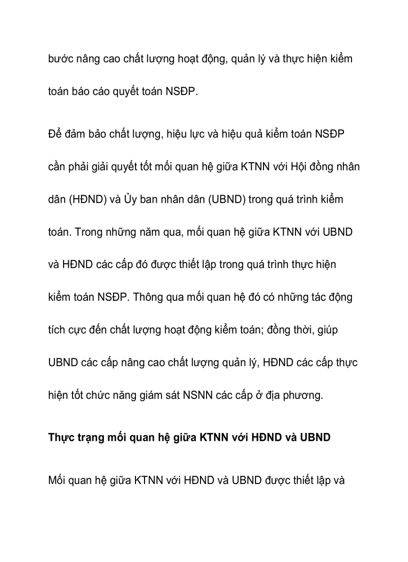 image for page Mối quan hệ giữa KTNN với HĐND và UBND