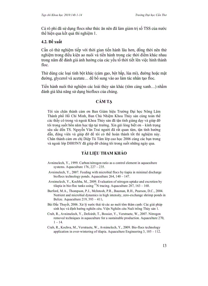 image for page Thử nghiệm xử lý nước thải nuôi cá rô phi Oreochromis niloticus bằng kỹ thuật bio flocs