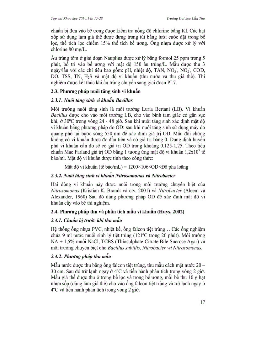 image for page Xác định khả năng chuyển hóa đạm của nhóm vi khuẩn hữu ích trong hệ thống ương tôm sú Penaeus monodon nuớc tuần hoàn