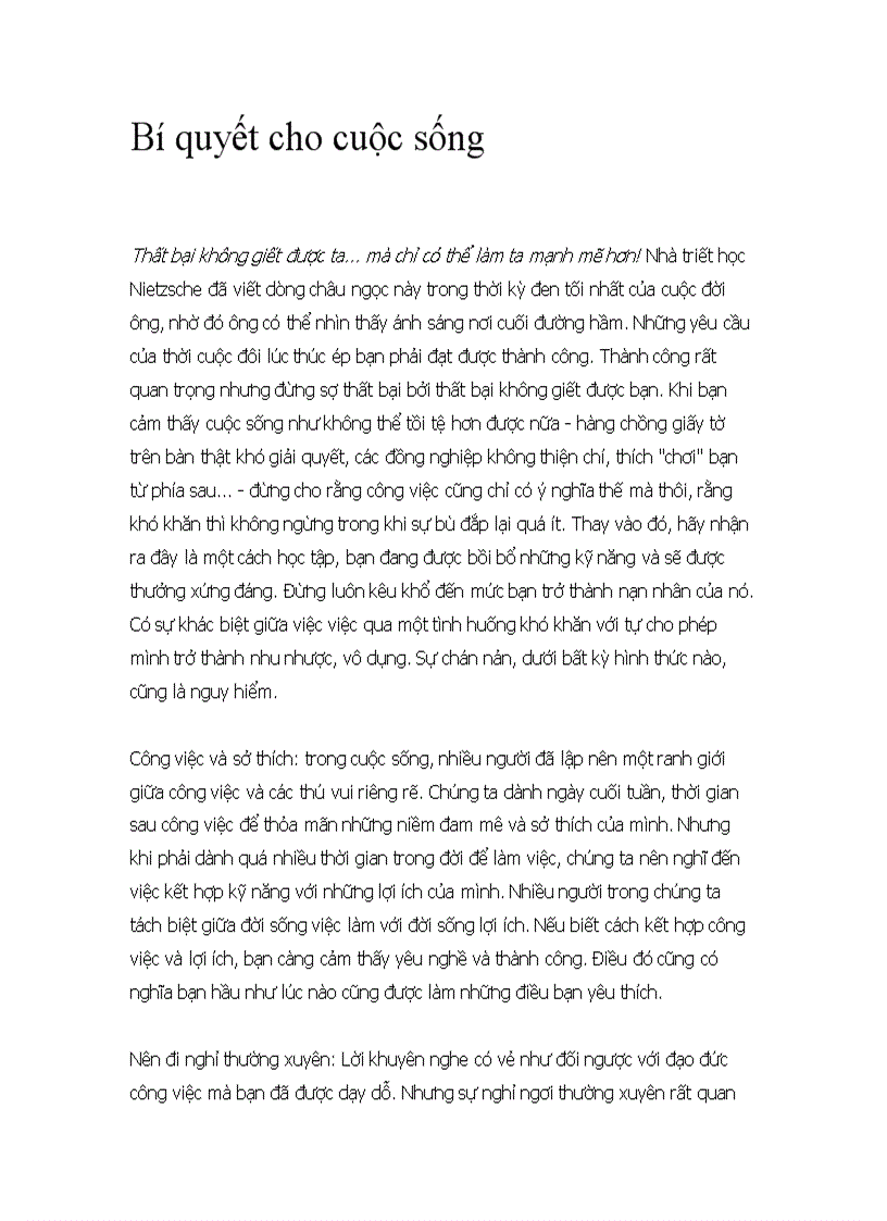 image for page Bí quyết cho cuộc sống