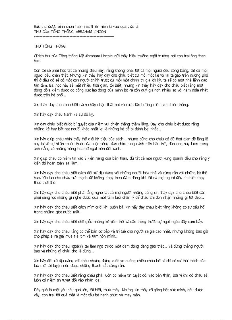 image for page Thư gửi Lincon