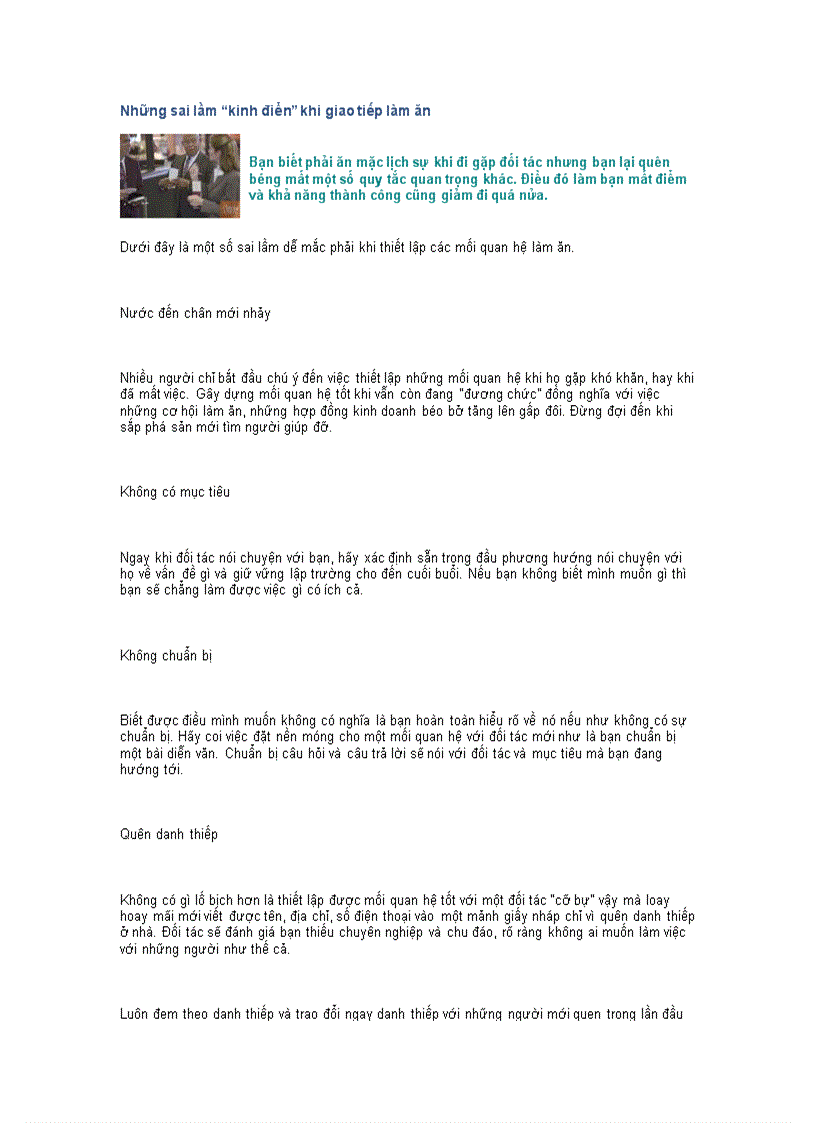 Những sai lầm kinh điển khi giao tiếp làm ăn