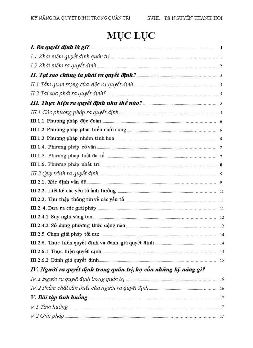 image for page Kỹ năng ra quyết định trong quản trị