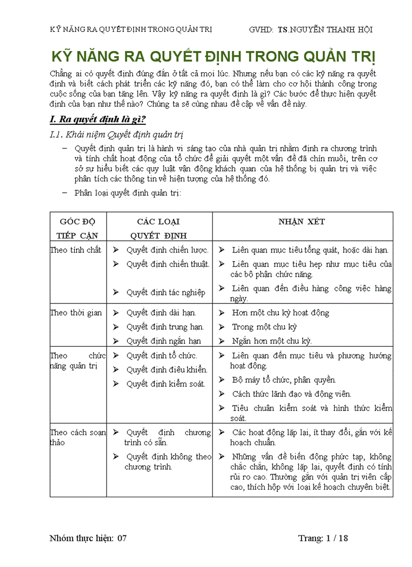 image for page Kỹ năng ra quyết định trong quản trị