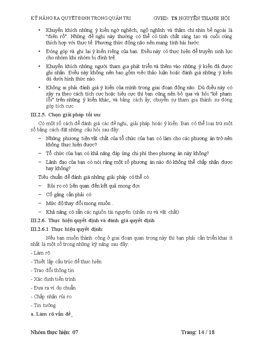 image for page Kỹ năng ra quyết định trong quản trị