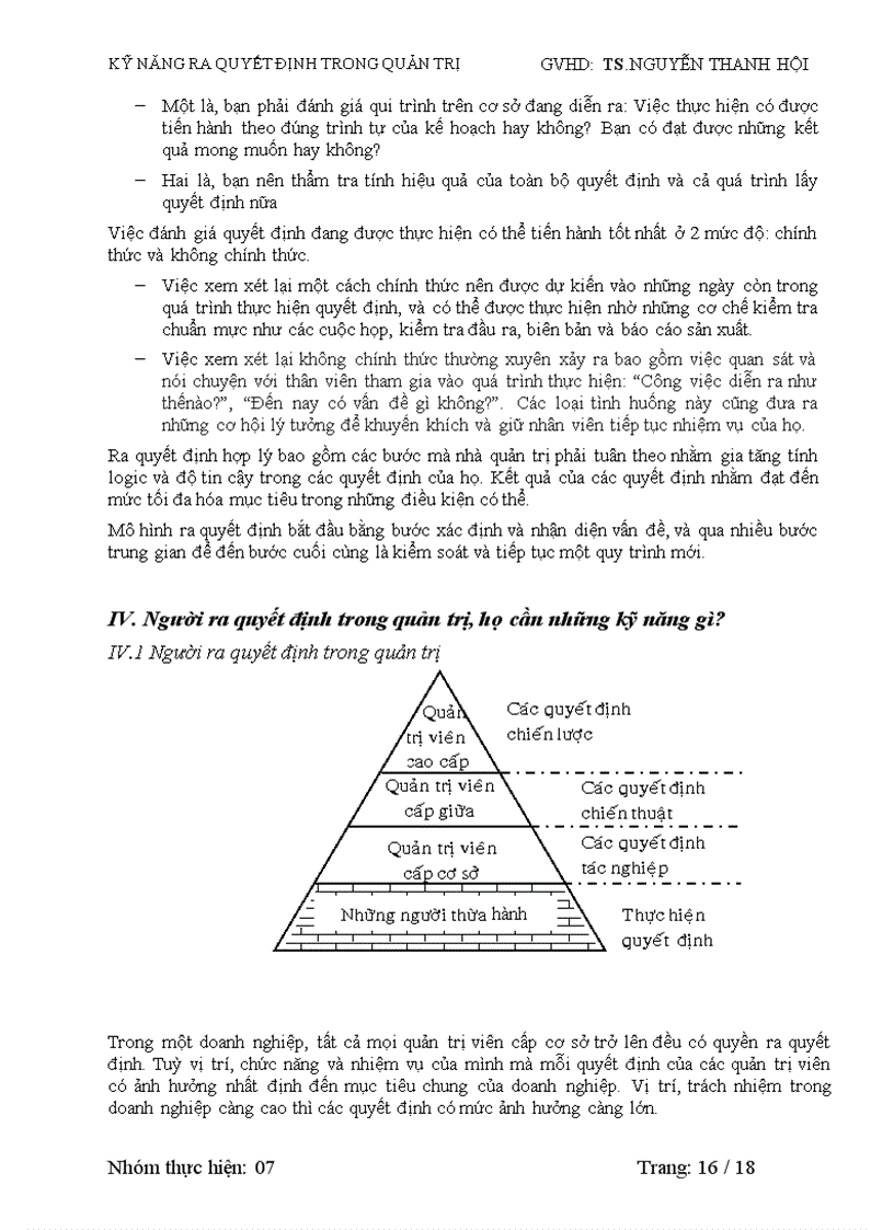image for page Kỹ năng ra quyết định trong quản trị