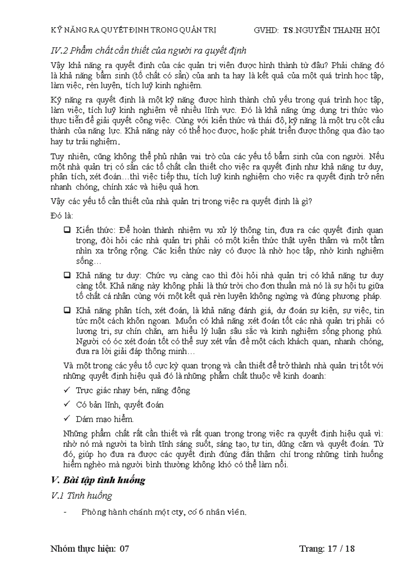 image for page Kỹ năng ra quyết định trong quản trị