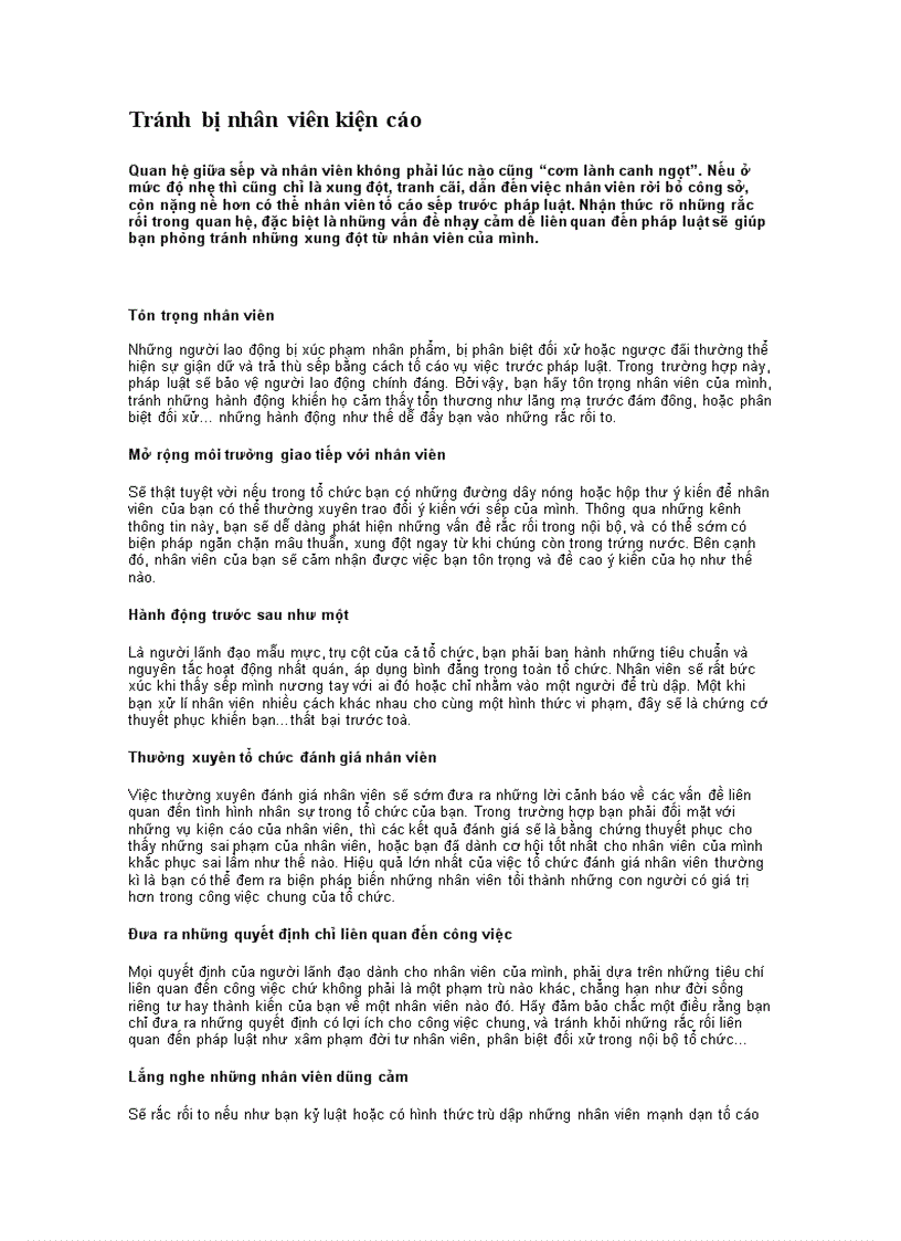 image for page Tránh bị nhân viên kiện cáo