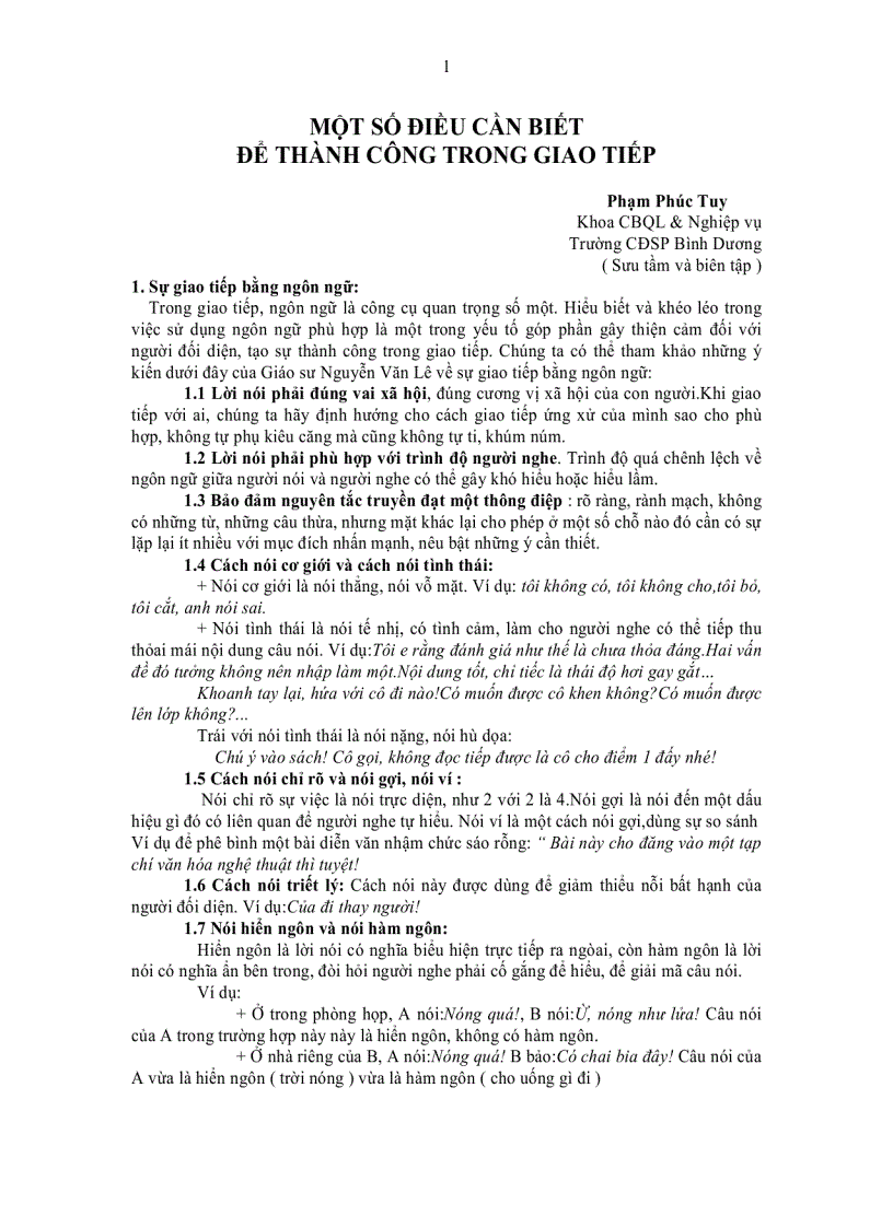 image for page Một số điều cần biết để giao tiếp thành công