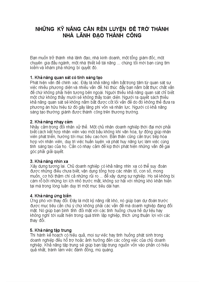 image for page Những kỹ năng cần rèn luyện để trở thành nhà lãnh đạo thành công