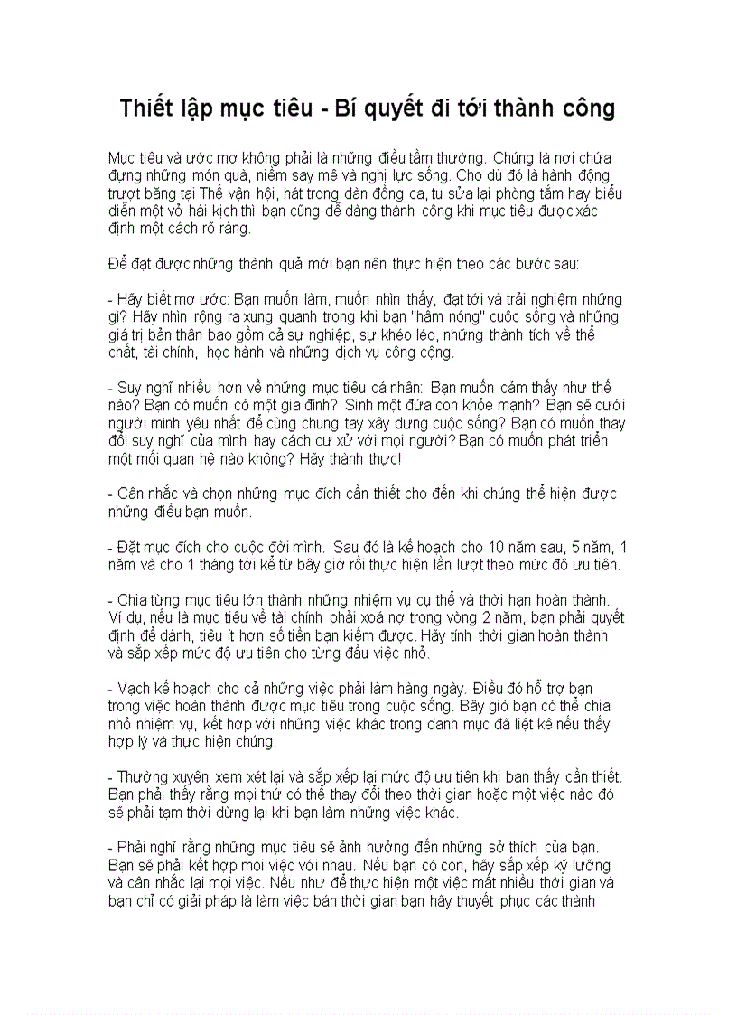 image for page Thiết lập mục tiêu Bí quyết đi tới thành công
