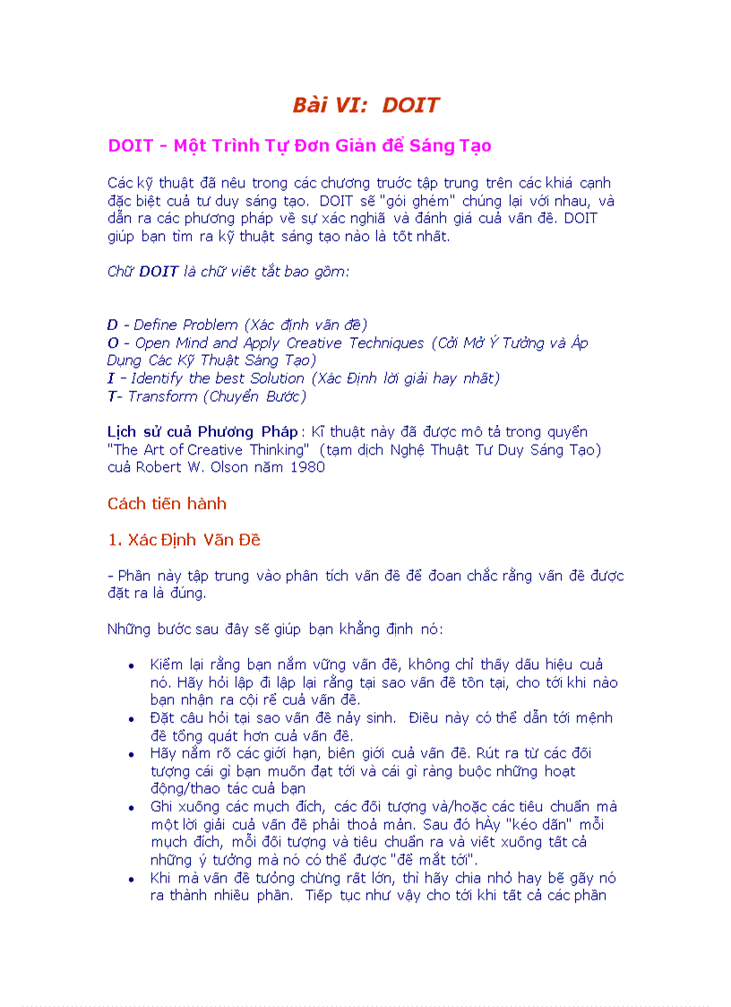 image for page Các Phương Pháp Sáng Tạo DOIT